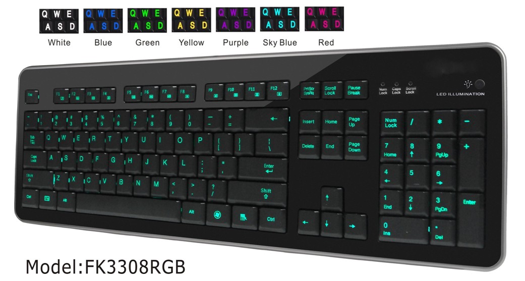 RGB Border color choice Led Illuminated Keyboard